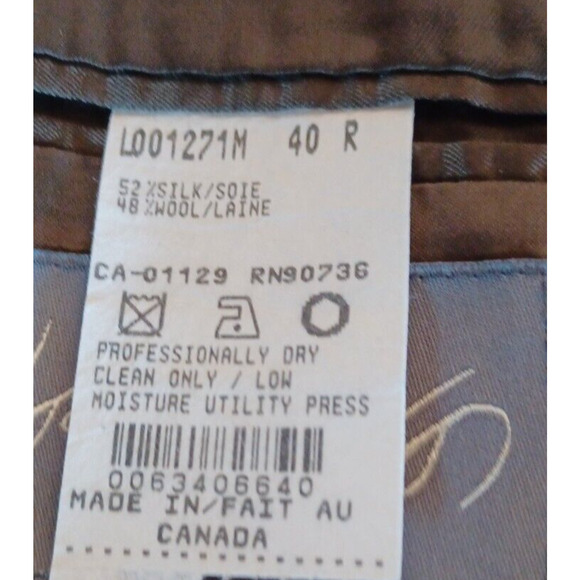 LORD & TAYLOR/ CHAPS Mens Wool/Silk Blend Blazer Size 40 Regular/ Glen Plaid Tan - Picture 7 of 7